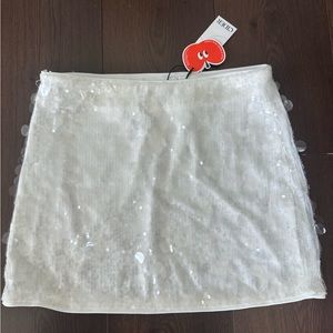 White sequin mini skirt